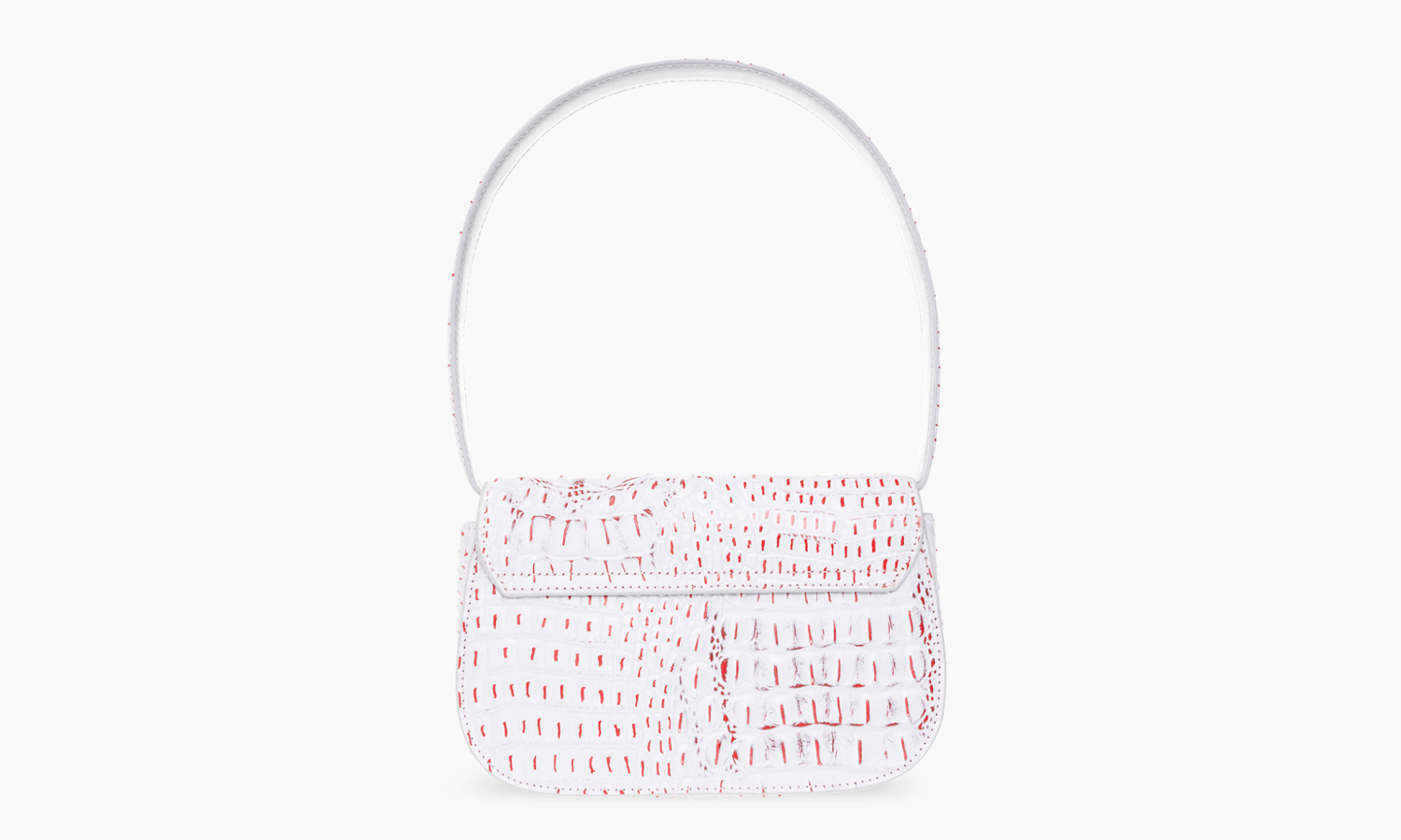 фото Diesel 1DR Shoulder Bag "Croc-print White" (Diesel)-X08396P5469-1