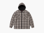 Supreme Lined Zip Up Hooded Flannel Shirt Light Tan 