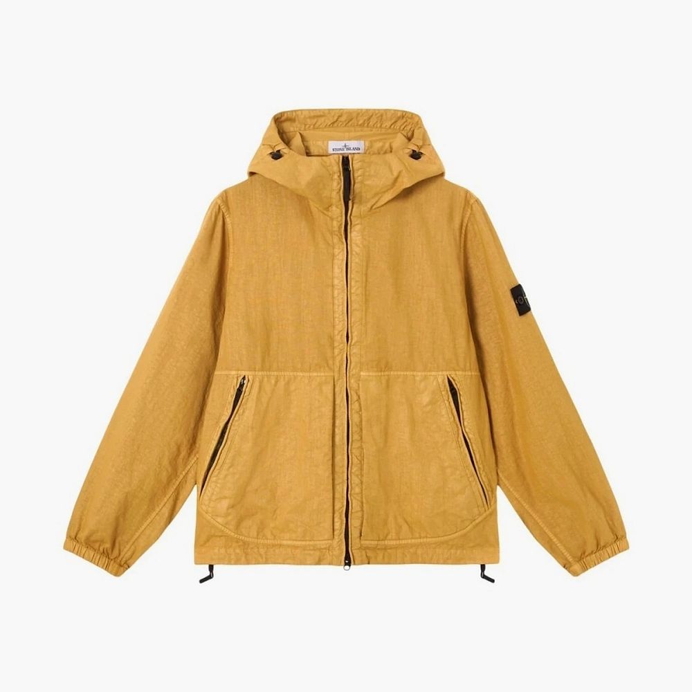 Stone Island Organic-Look Nylon Panama-TC Hooded Jacket Mustard