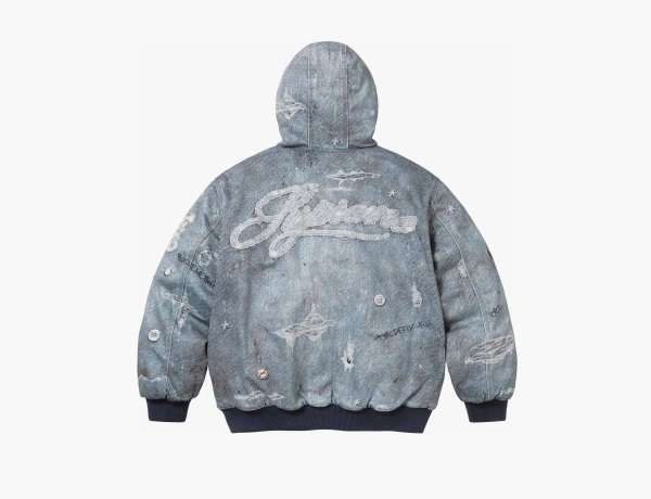 Supreme HJR Trompe L'oeil Hooded Work Jacket Blue 