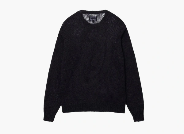 Stussy Loose Knit Cross Cable Sweater Black 