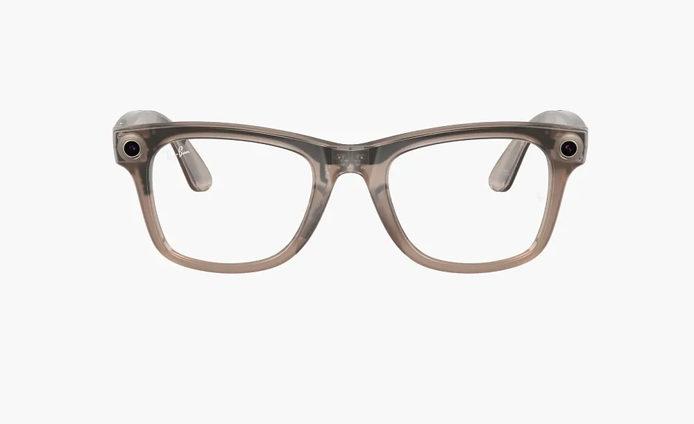 Ray-Ban Meta Wayfarer Sunglasses Warm Stone Clear/Watermelon Red