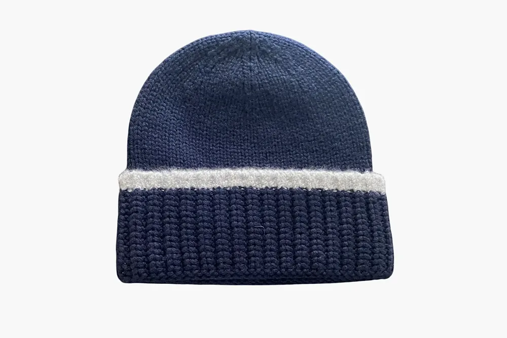 Chanel Beanie Hat Wool Navy Blue