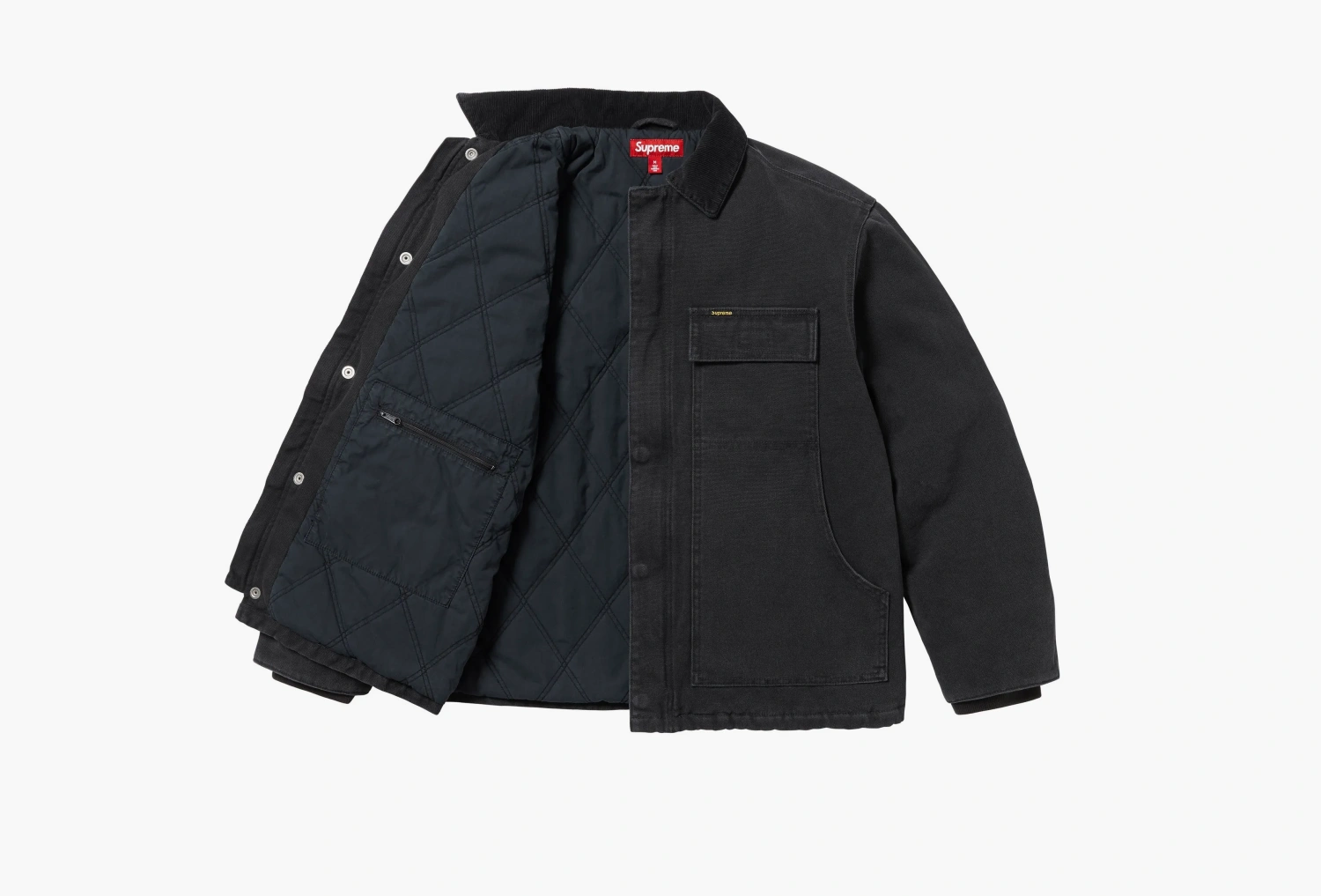 Supreme Old English Canvas Work Jacket Black 