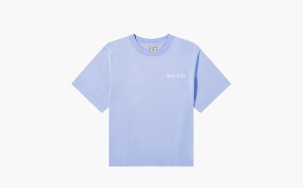 Sporty & Rich Italic Logo Cropped T-Shirt Purple 