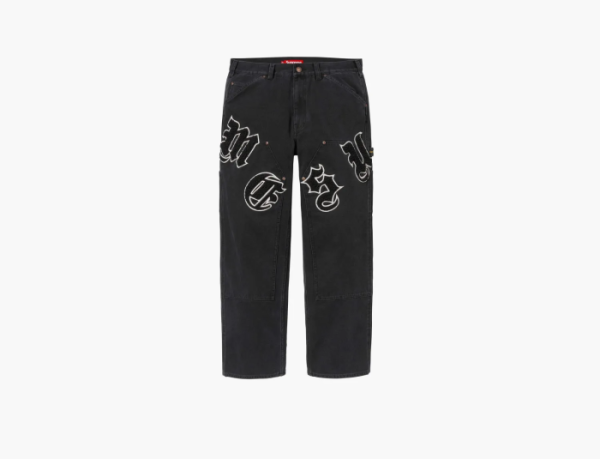Supreme Old English Canvas Double Knee Painter Pant Black  Supreme Old English Canvas Double Knee Painter Pant Black