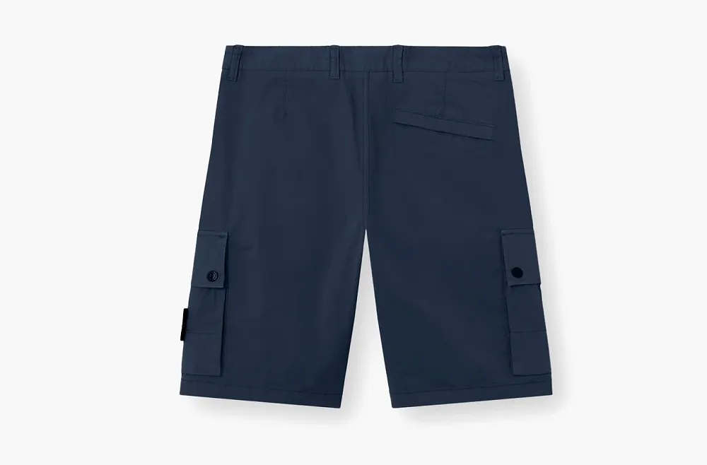 Stone Island Stretch Organic Cotton Twill Cargo Bermuda Shorts Navy Blue