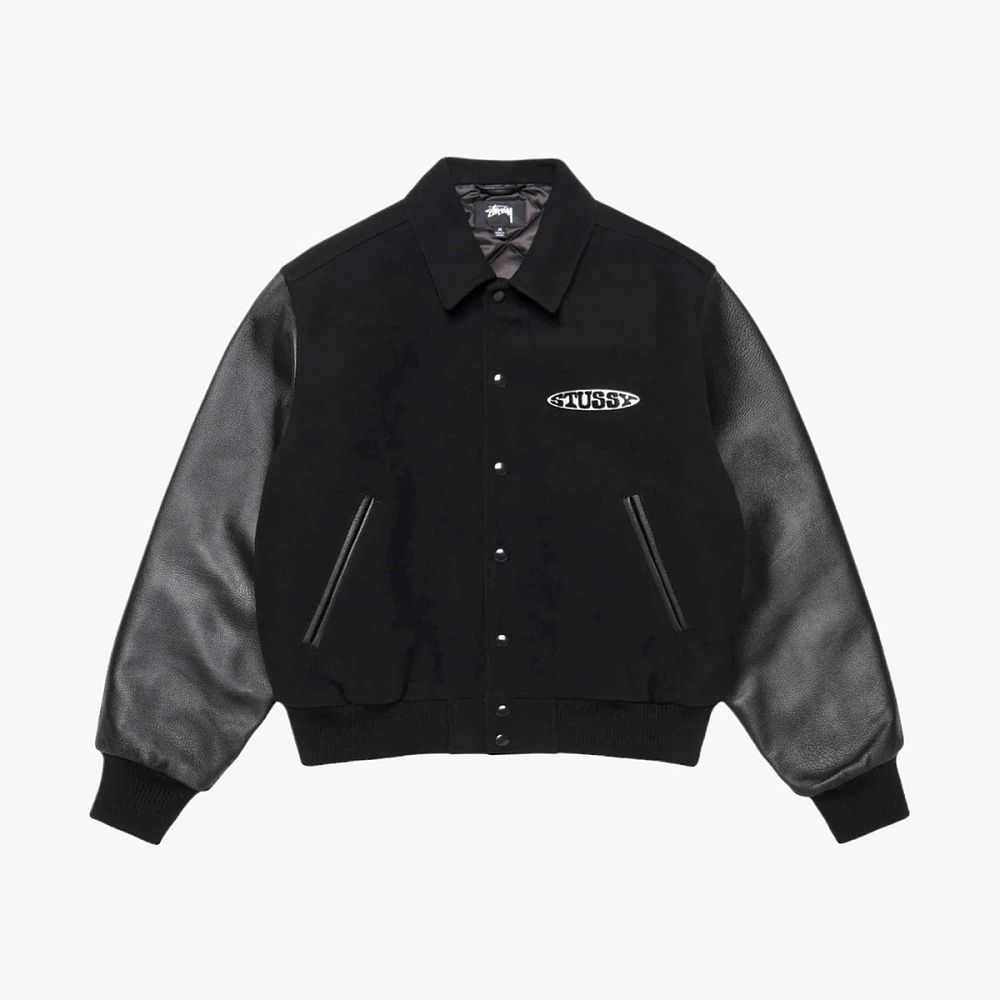 Stussy Globe Varsity Jacket Black