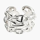 Hermes Large Chaine D'Ancre Enchainee Ring Sterling Silver