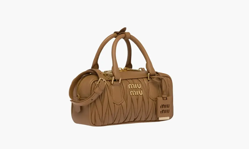 Miu Miu Matelassé Nappa Leather Mini Arcadie Bag Caramel