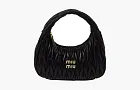 Miu Miu Wander Matelasse Nappa Leather Mini Hobo Bag Black