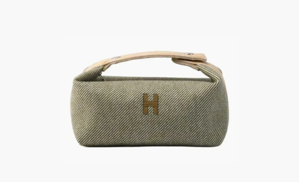 HERMES  Bride a Brac Wool Twill Handbag Toiletry Bag Green 