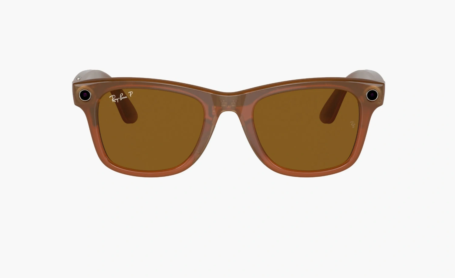 Ray-Ban Smart Glasses Meta Wayfarer Large Shiny Caramel Transparent/Brown Polarized 