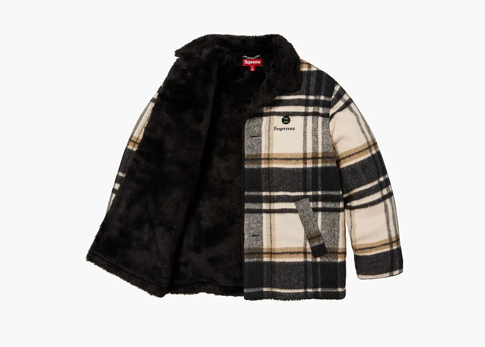 Supreme Plaid Car Coat Cream