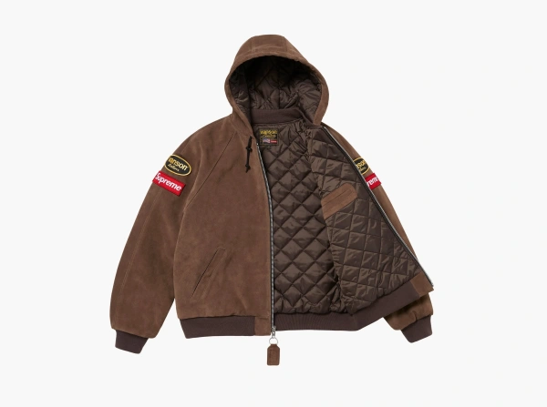 Supreme x Vanson Leathers Hooded Work Jacket Suede 