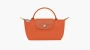 Longchamp Le Pliage Green Handle Pouch Orange Carrot 