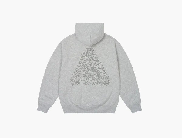 Palace Zodiac Tri-Ferg Hood Grey Marl  Palace Zodiac Tri-Ferg Hood Grey Marl