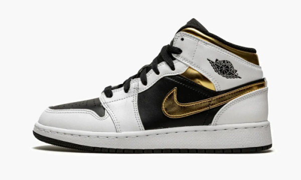 Air Jordan 1 Mid GS White / Gold / Black 