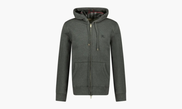 Burberry Clarendon Check Hood Zip Up Hoodie Grey 