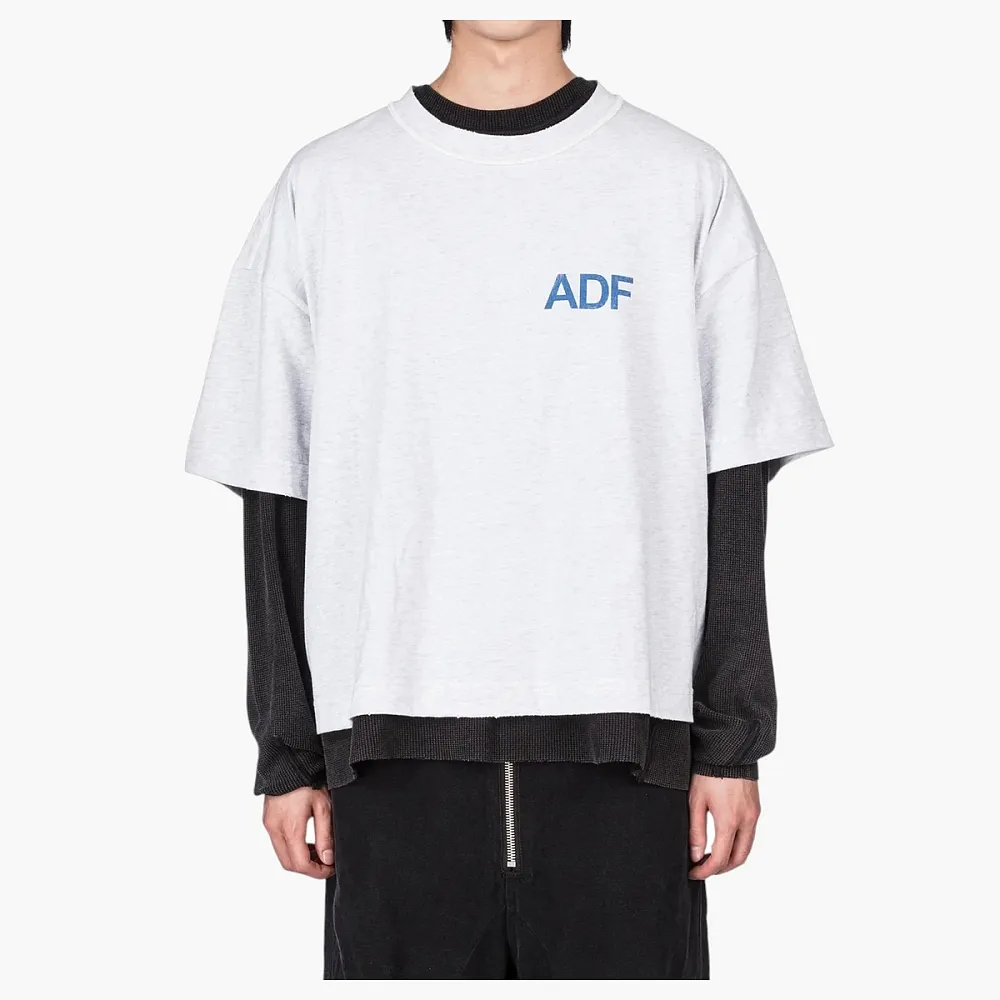 ARNODEFRANCE Vintage Cropped ADF Logo T-Shirt Grey