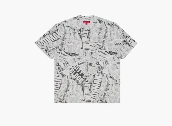 Supreme Newspaper Short-Sleeve Top White  Supreme Newspaper Short-Sleeve Top White