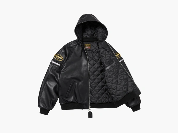 Supreme x Vanson Leathers Hooded Work Jacket Black 
