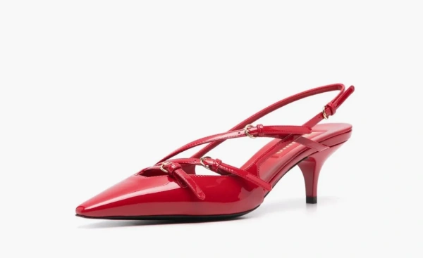Miu Miu Patent Leather Slingbacks With Buckles Red 