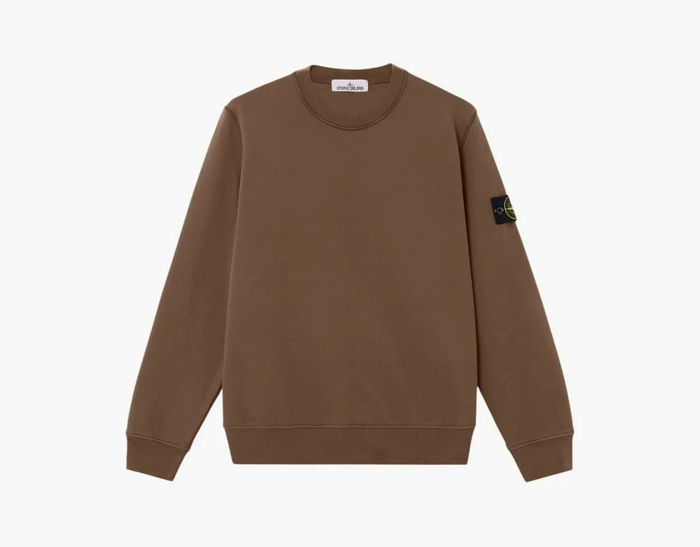 Stone Island Organic Cotton Fleece Crewneck Sweatshirt Umber