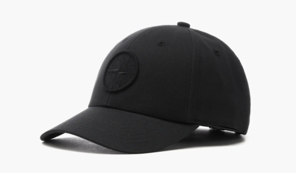 Stone Island Logo Print Cap Black  Stone Island Logo Print Cap Black