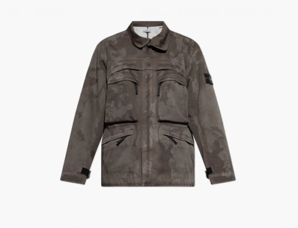 Stone Island Raso Gommato 3L Laser Camo Field Jacket with Waterproof and Windproof Membrane Military Green  Stone Island Raso Gommato 3L Laser Camo Field Jacket with Waterproof and Windproof Membrane Military Green