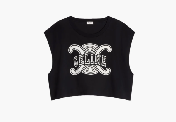 Celine Triomphe Top In Cotton Jersey Black 