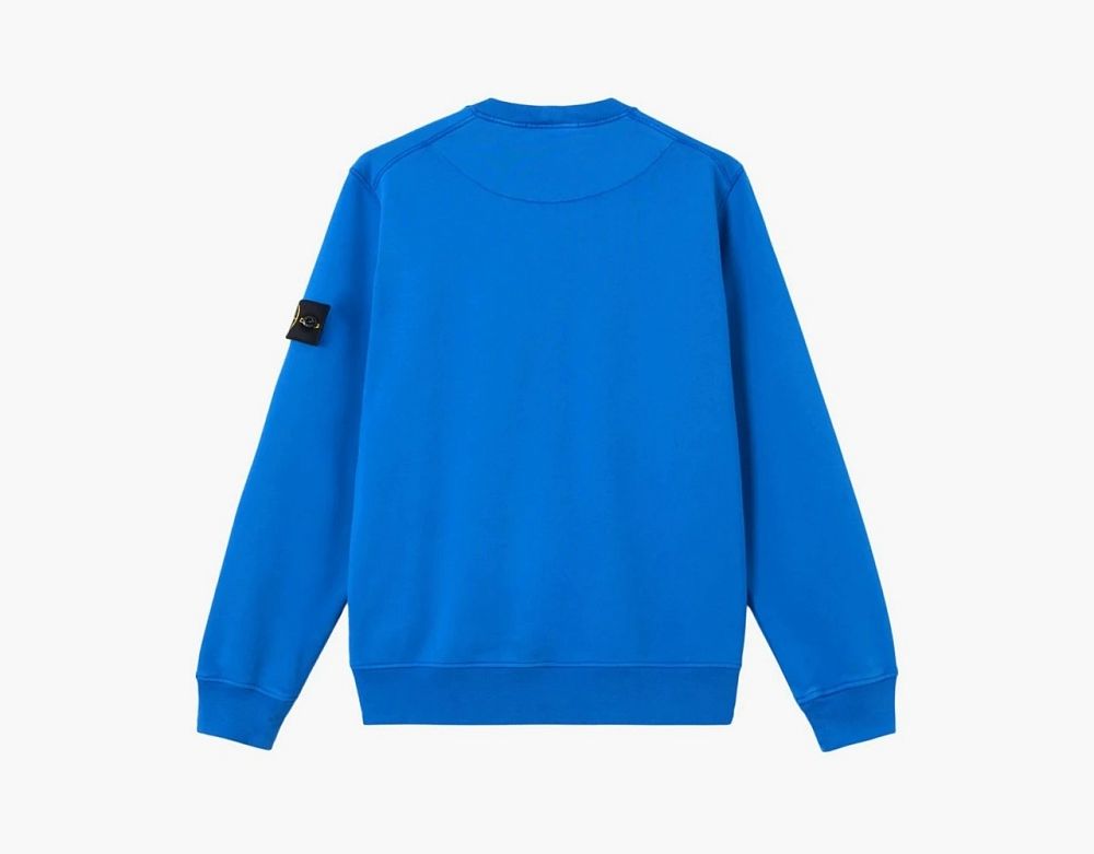 Stone Island Organic Cotton Fleece Crewneck Sweatshirt Bright Blue