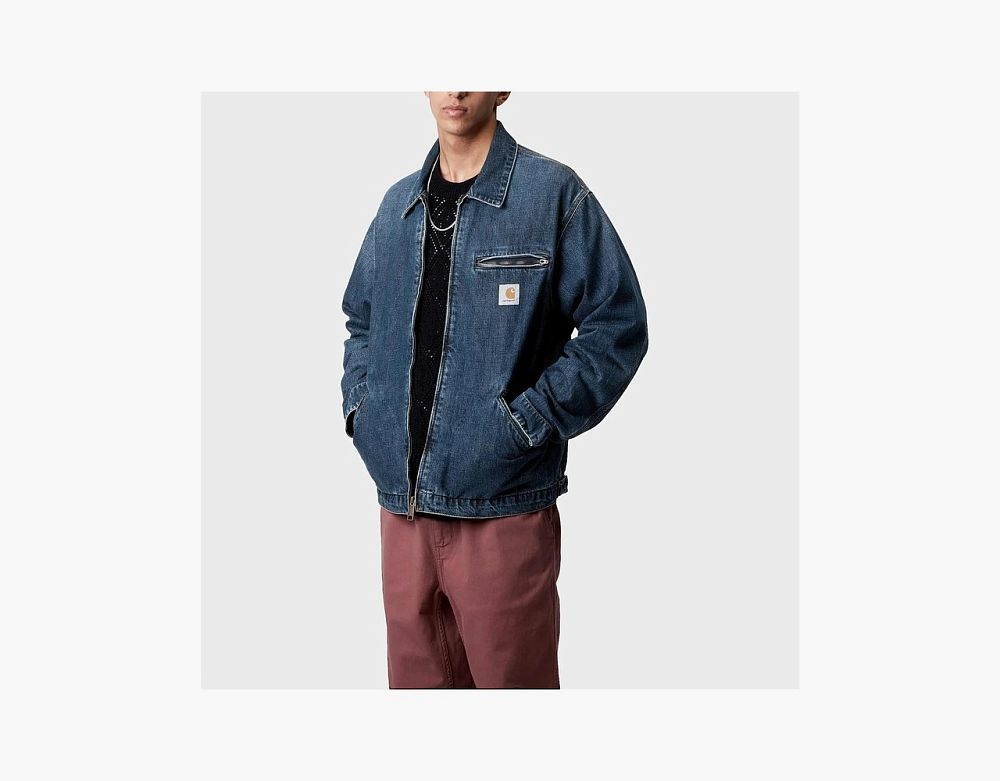 Carhartt WIP OG Detroit Jacket Blue Denim Black Collar