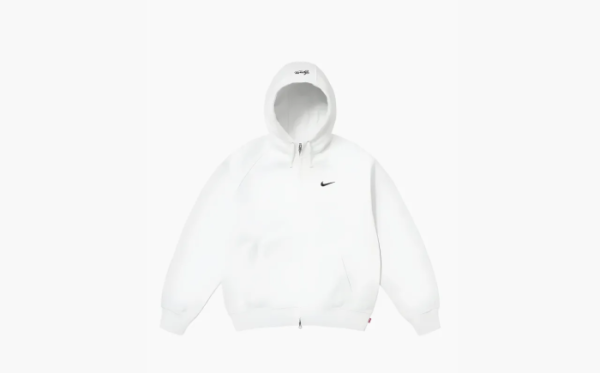 Supreme X Nike Zip Up Hooded White 