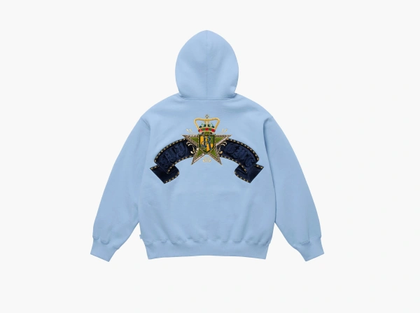 Supreme Crest Zip Up Hooded Sweatshirt Light Blue 