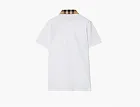 Burberry Check Collar Cotton Polo Shirt  White