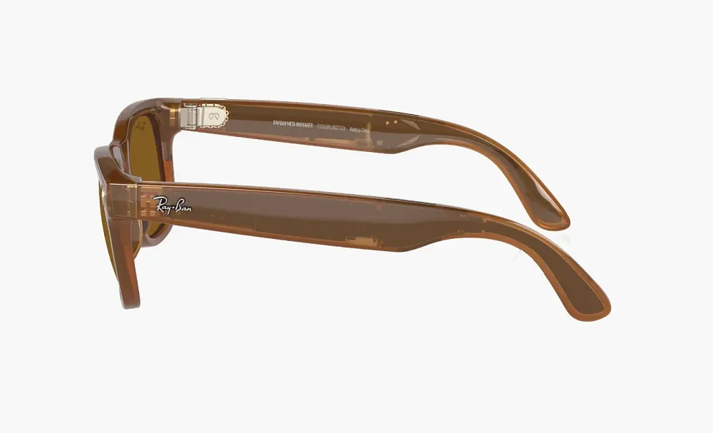Ray-Ban Smart Glasses Meta Wayfarer Large Shiny Caramel Transparent/Brown Polarized