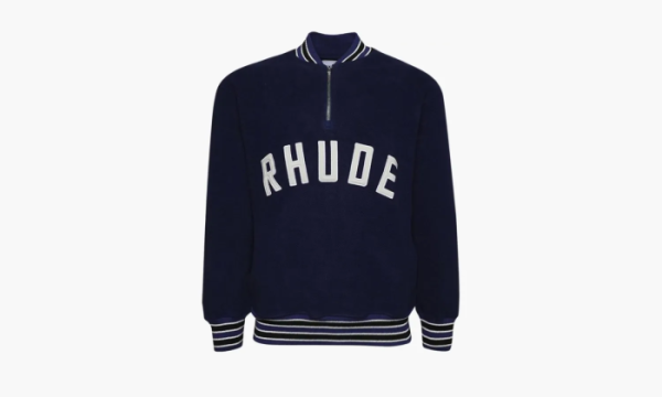 RHUDE Quarter Zip Varsity Jacket Midnight Blue 