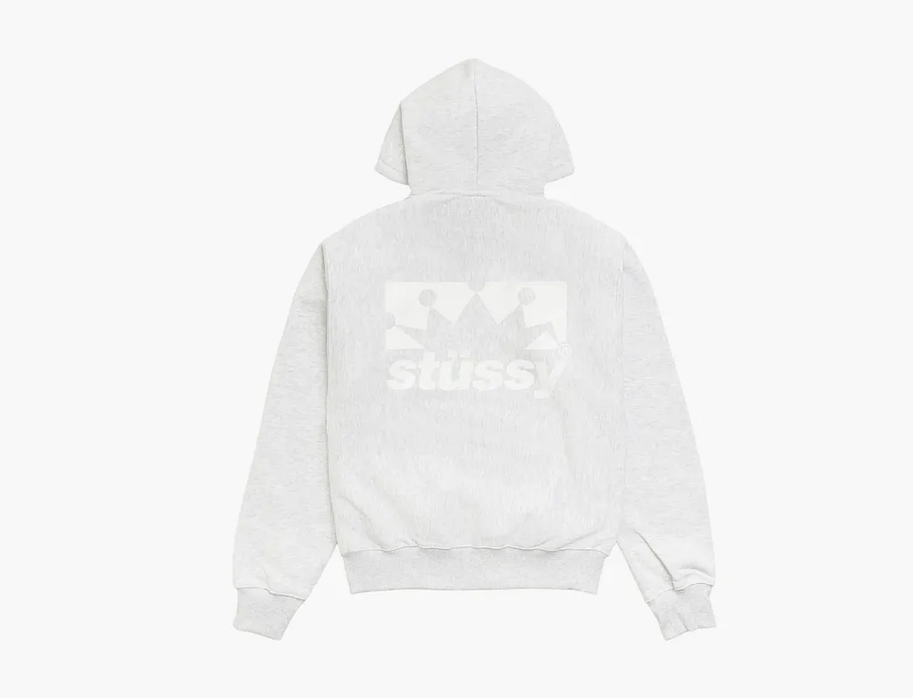 Stussy Box Crown Zip Hoodie Ash Heather