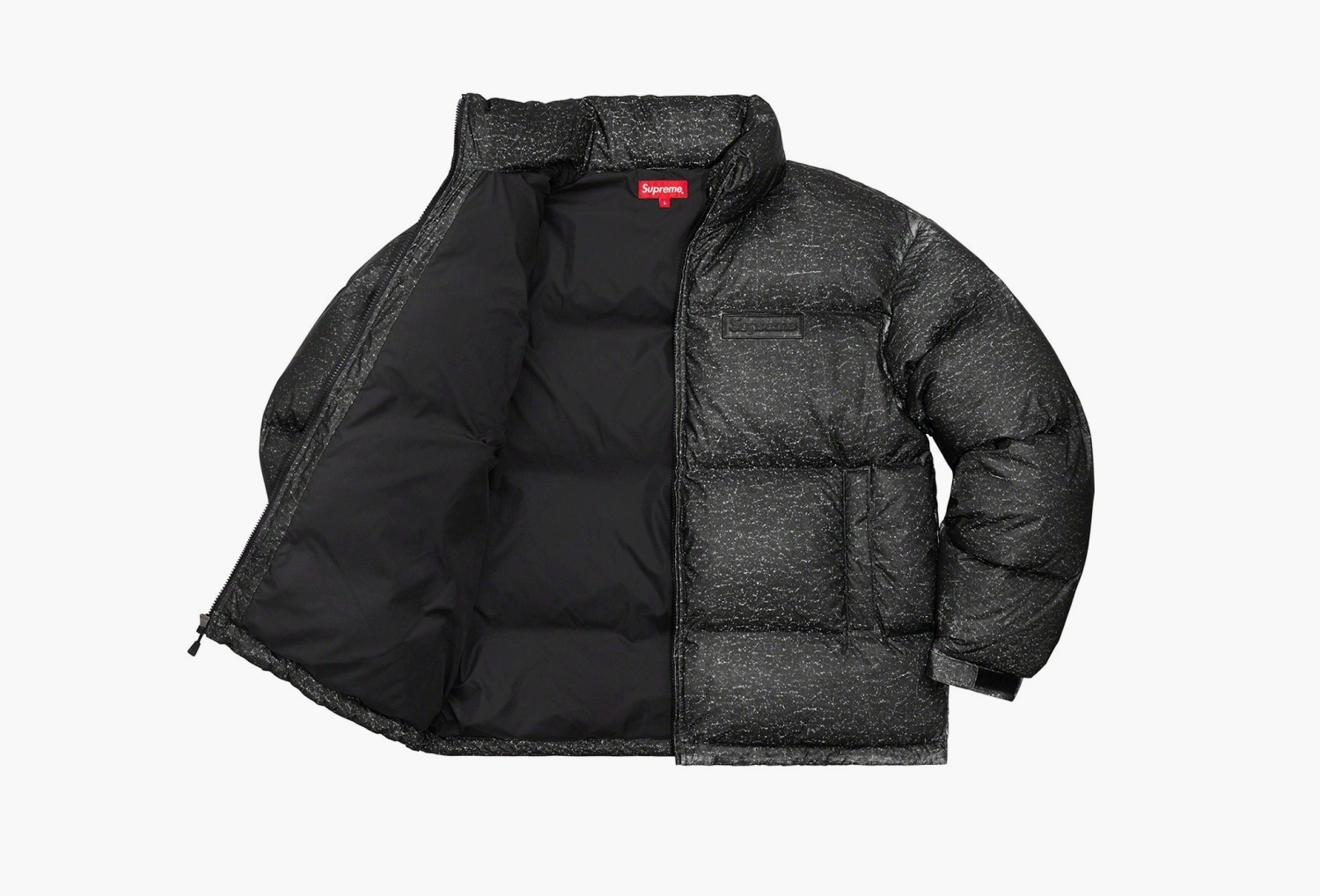 Supreme Reflective Speckled Down Puffer Jacket Black 