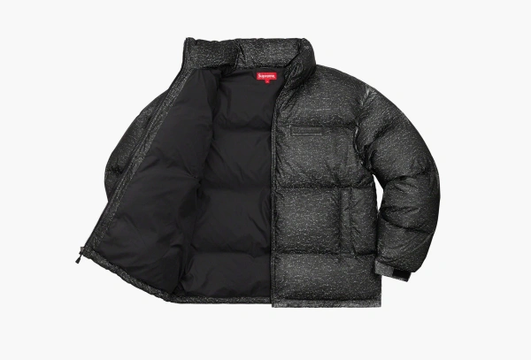 Supreme Reflective Speckled Down Puffer Jacket Black  Supreme Reflective Speckled Down Puffer Jacket Black