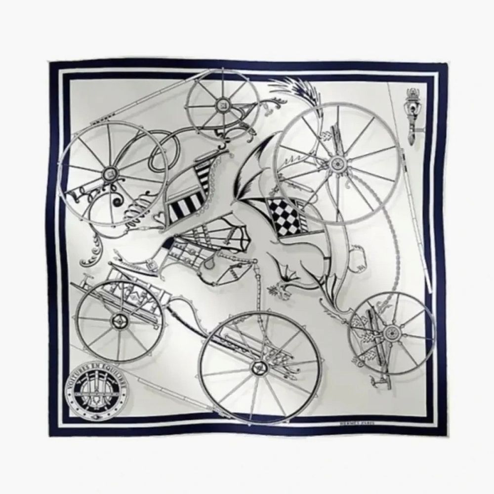 Hermes Silk Scarf Navy