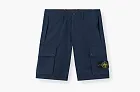 Stone Island Stretch Organic Cotton Twill Cargo Bermuda Shorts Navy Blue