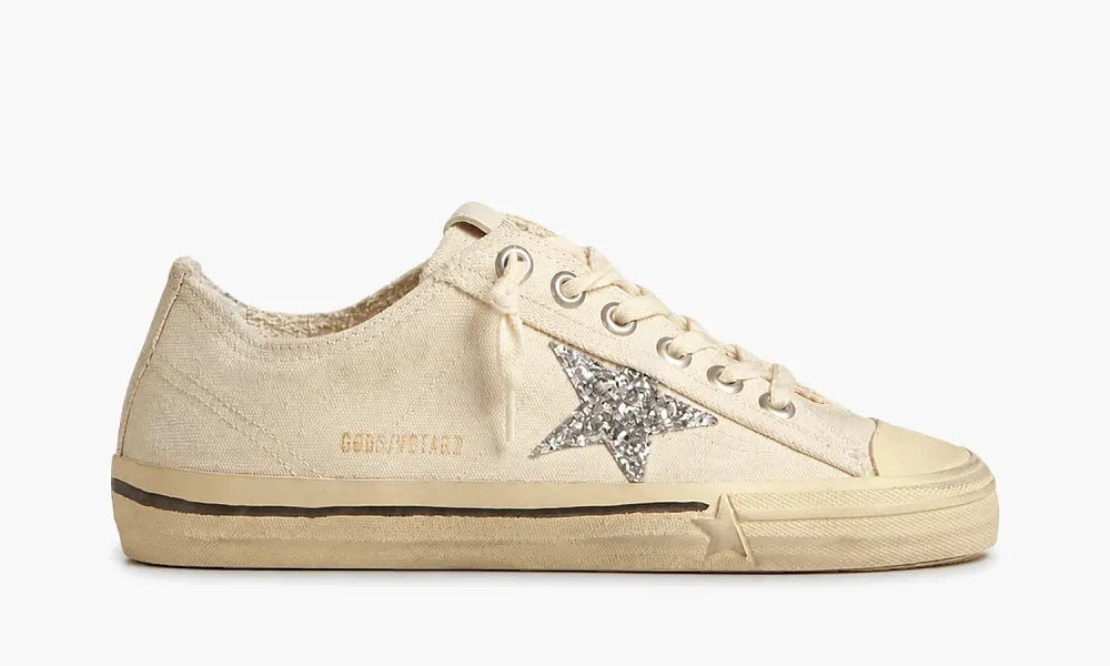 Golden Goose V-Star WMNS Beige Silver Glitter