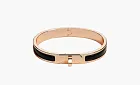 HERMES Enamel Rose Gold-Plated Metal Bangles Black
