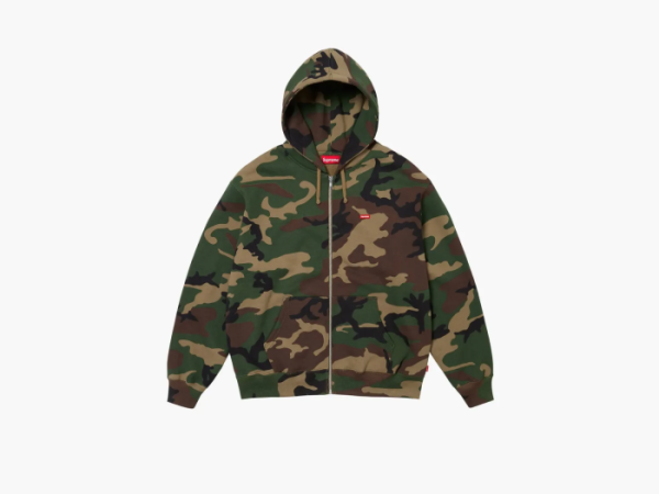 Supreme Small Box Zip Up Hooded Sweatshirt Woodland Camo 