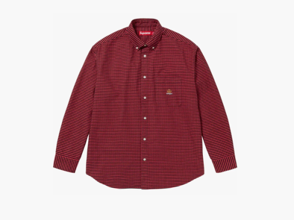 Supreme Loose Fit Flannel Oxford Shirt Red Plaid 