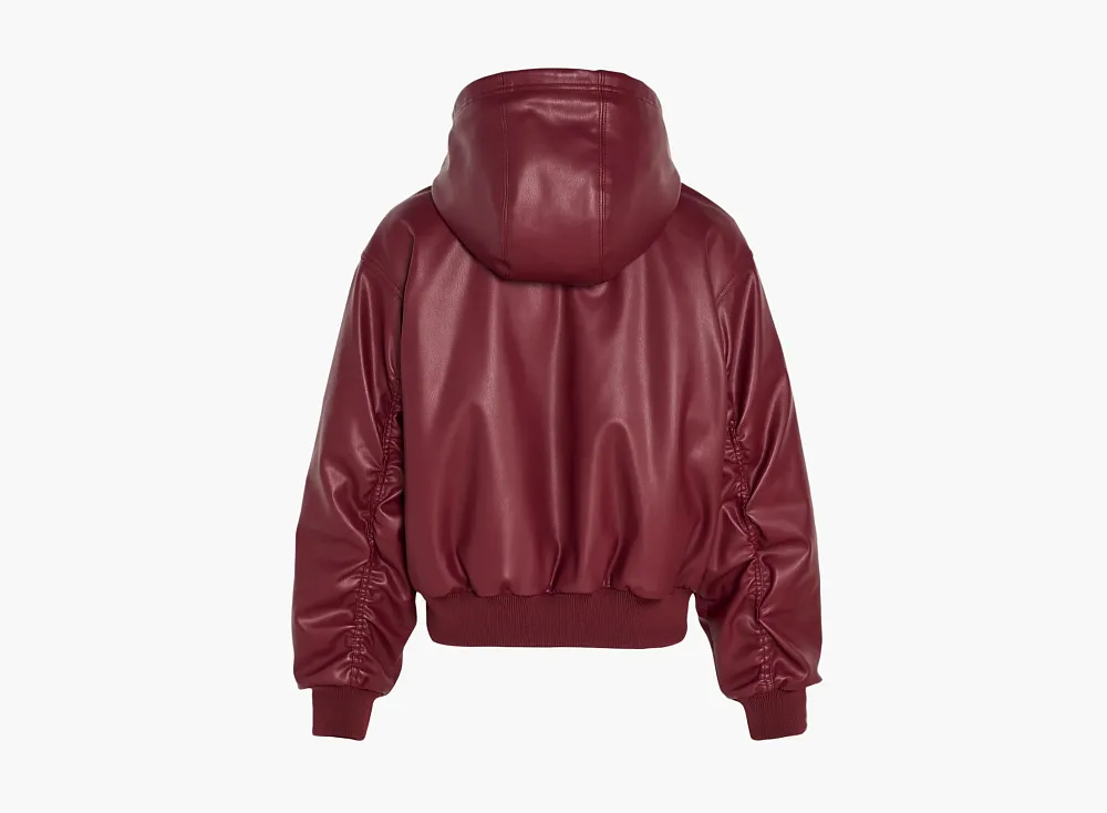 Adidas Originals Pleather Padded Jacket Wine Red