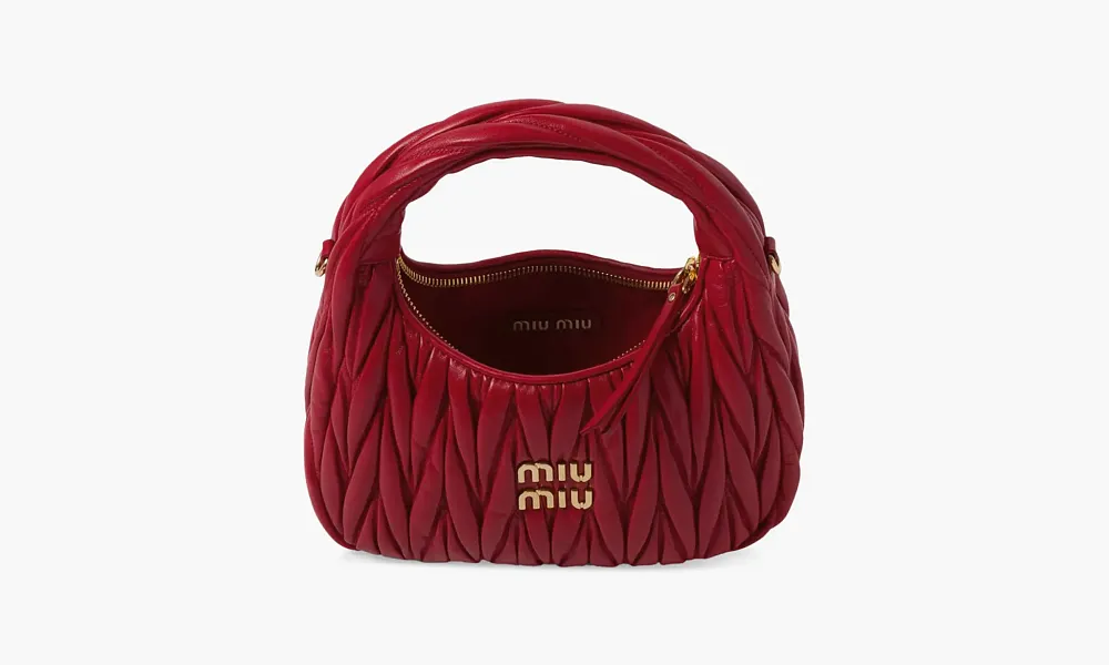 Miu Miu Wander Matelasse Nappa Leather Hobo Bag Red