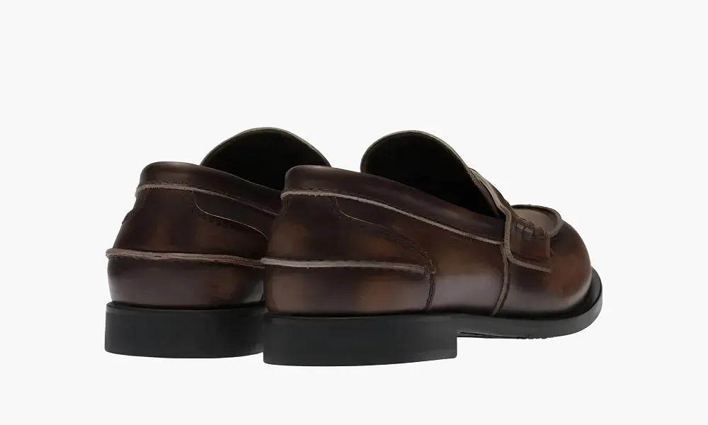 Miu Miu Brushed Leather Loafers Sepia